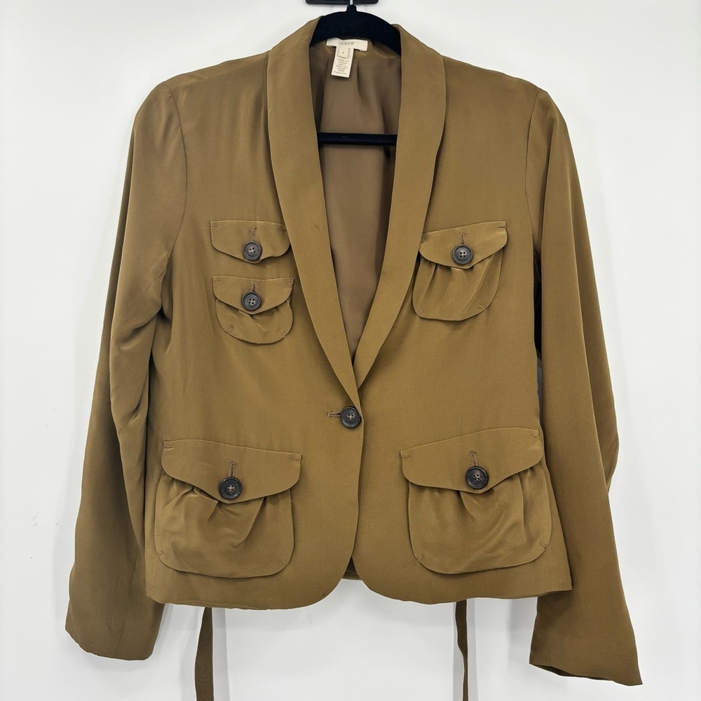 J Crew Safari Jacket, Blazer 100% Silk Size 4 - Picture 8 of 11